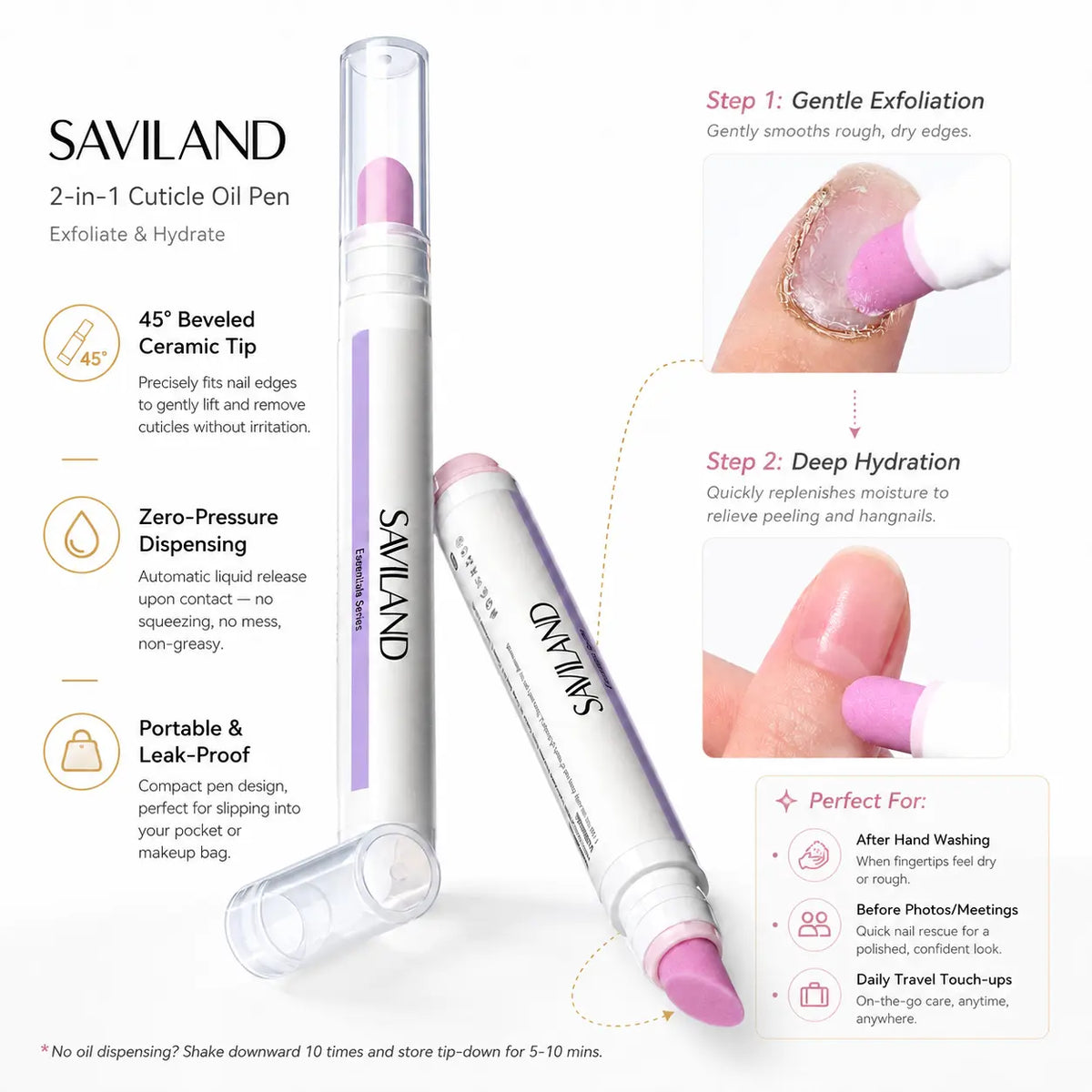 💅2-in-1 Cuticle Care Pen – 45° Ceramic Tip + Hydrating Oil for All Nail Types
