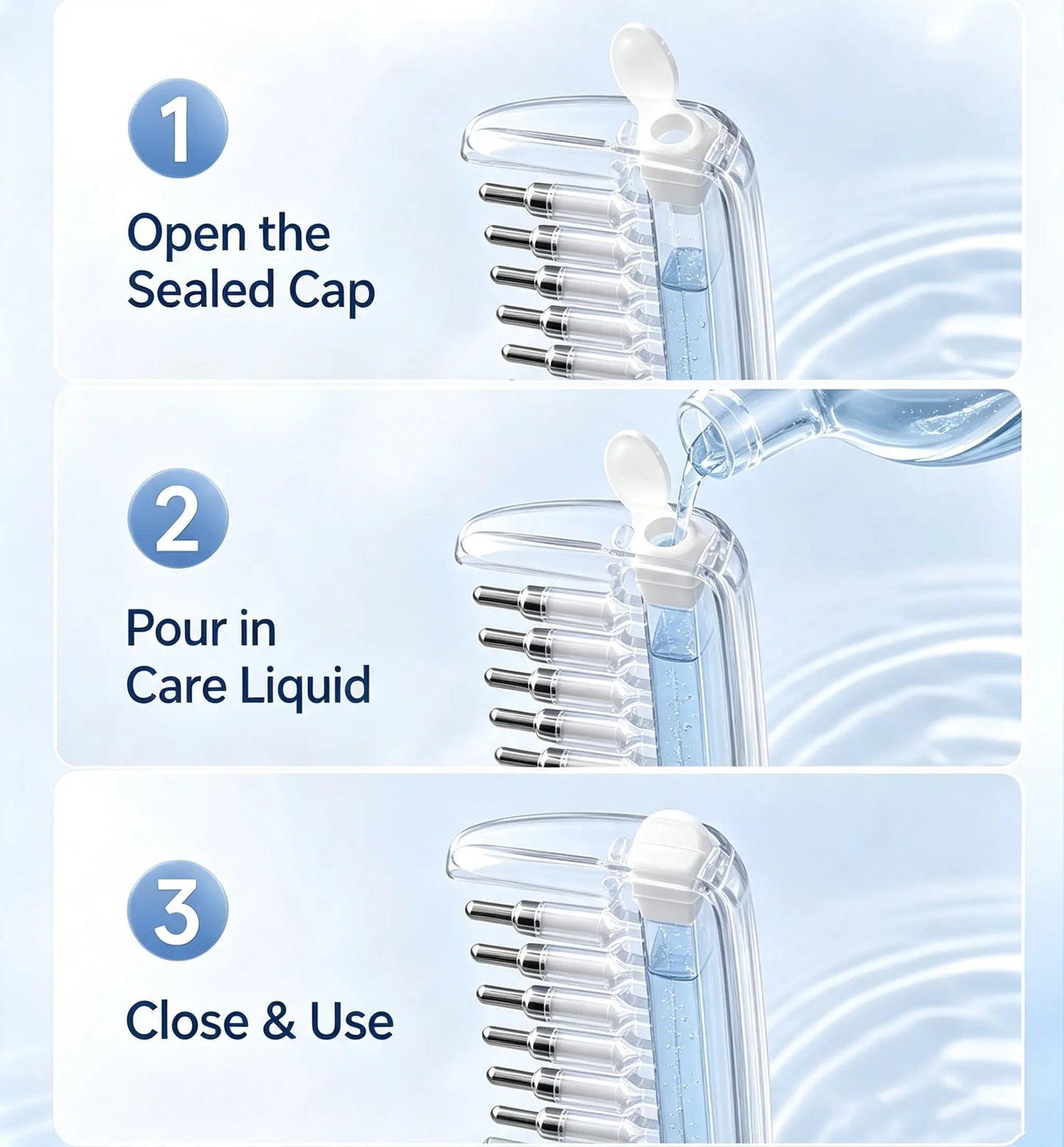 Refillable Scalp Oil Applicator Comb – Direct Root Application & Gentle Scalp Massage
