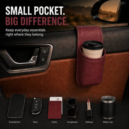 Leather Car Door Storage Pocket | Double-Layer Car Door Organizer