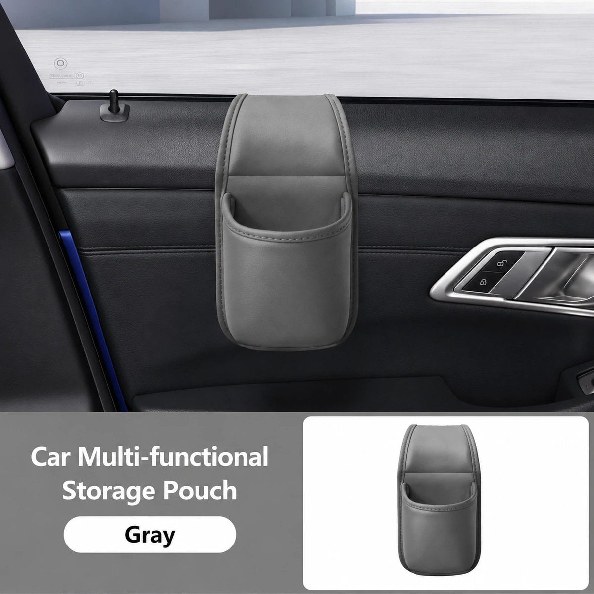 Leather Car Door Storage Pocket | Double-Layer Car Door Organizer
