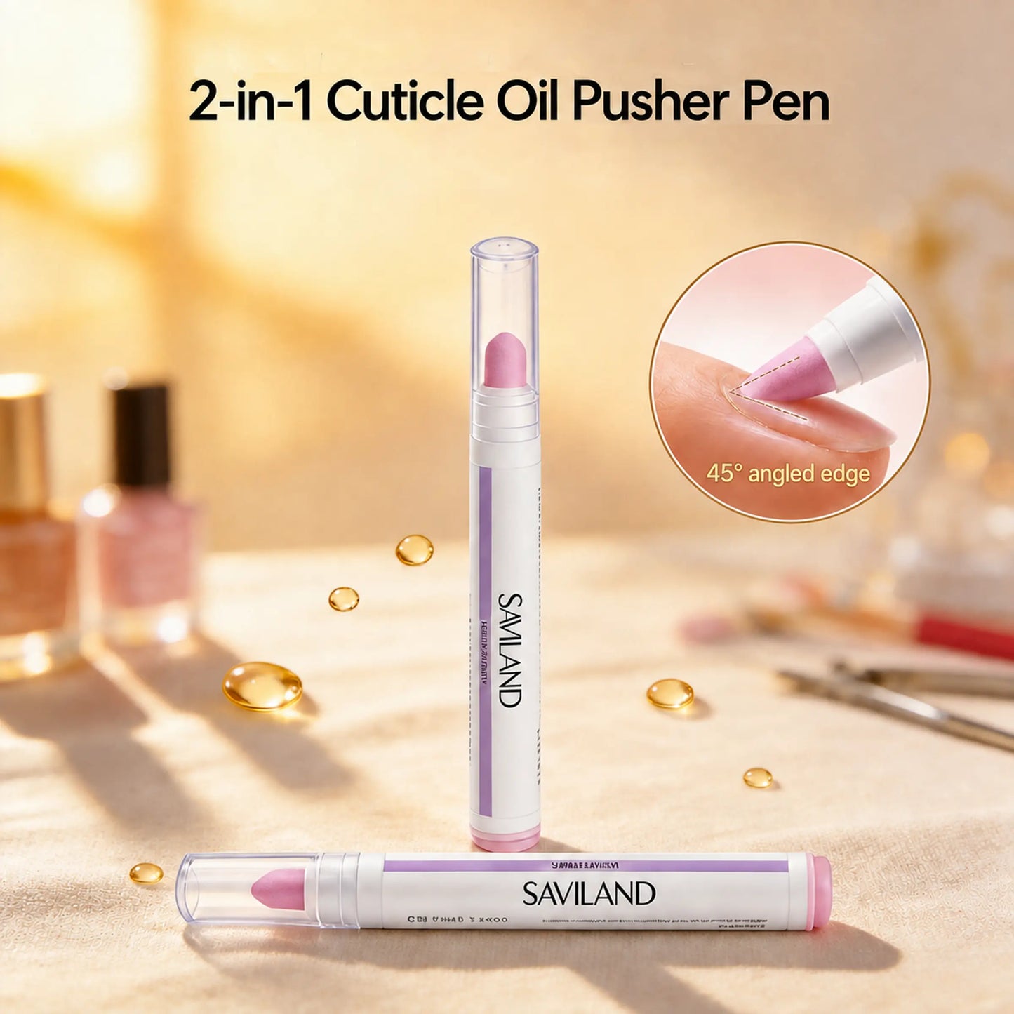 💅2-in-1 Cuticle Care Pen – 45° Ceramic Tip + Hydrating Oil for All Nail Types