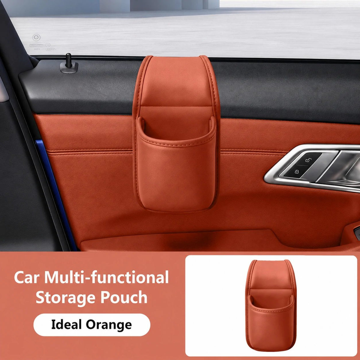 Leather Car Door Storage Pocket | Double-Layer Car Door Organizer