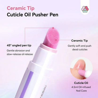 💅2-in-1 Cuticle Care Pen – 45° Ceramic Tip + Hydrating Oil for All Nail Types