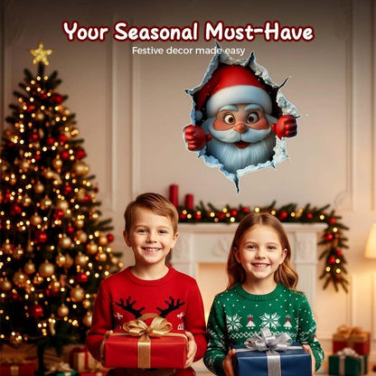 🎅🎅🎅3D Illusion Santa Face Vinyl Stickers – Easy Peel-and-Stick Holiday Wall Decals