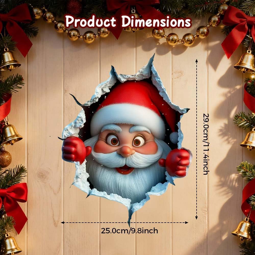 🎅🎅🎅3D Illusion Santa Face Vinyl Stickers – Easy Peel-and-Stick Holiday Wall Decals
