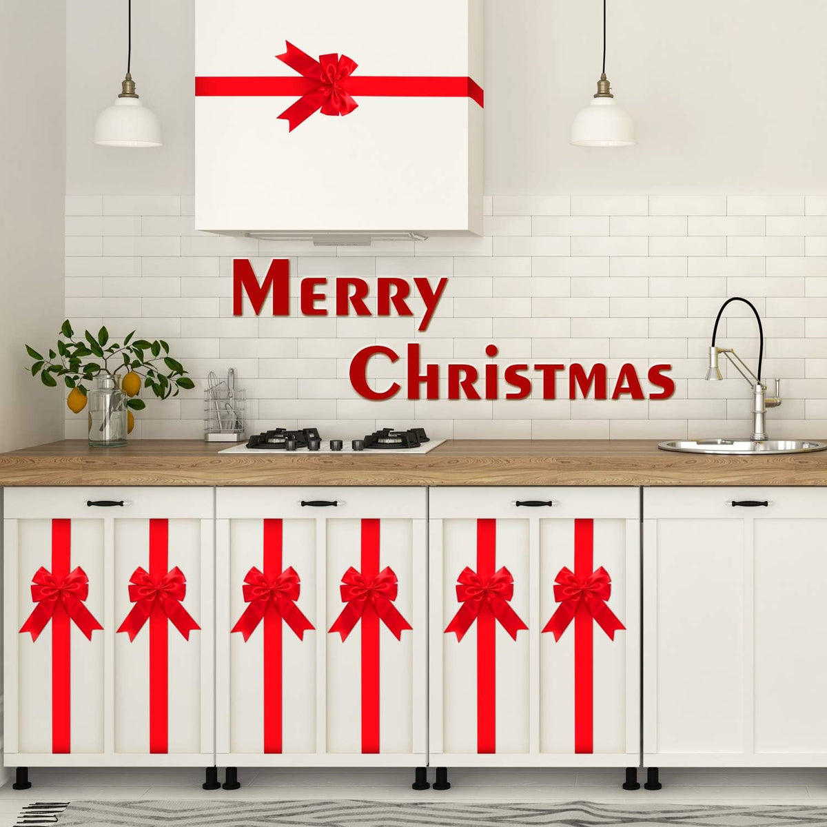 Red Christmas Cabinet Bows