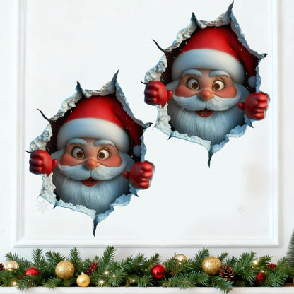 🎅🎅🎅3D Illusion Santa Face Vinyl Stickers – Easy Peel-and-Stick Holiday Wall Decals