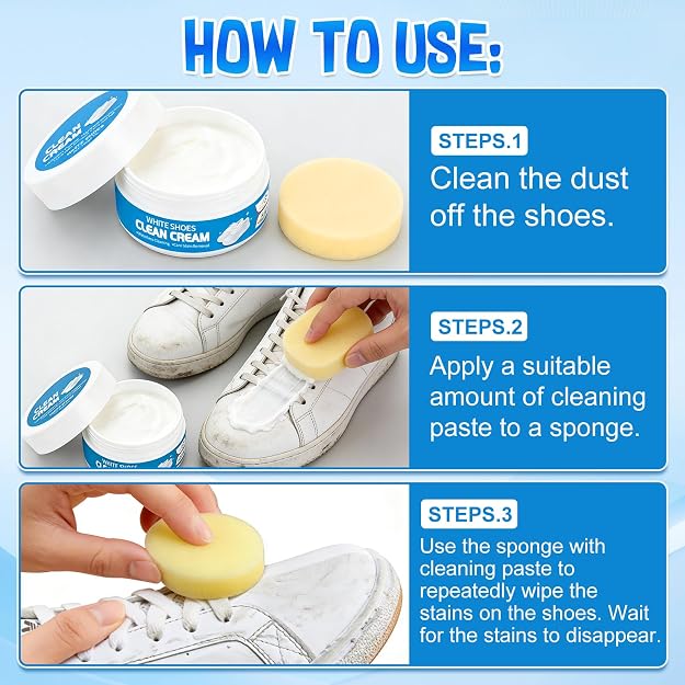 🔥Instant White Shoe Cleaner Cream with Sponge