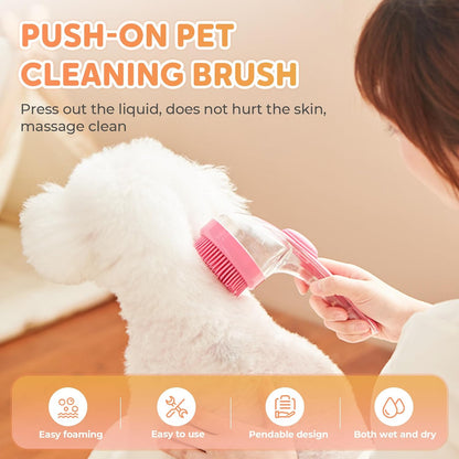 🐶2-in-1 Press-to-Dispense Dog Bath & Grooming Brush — Helps Pets Love Bath Time🐾