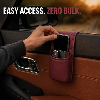 Leather Car Door Storage Pocket | Double-Layer Car Door Organizer