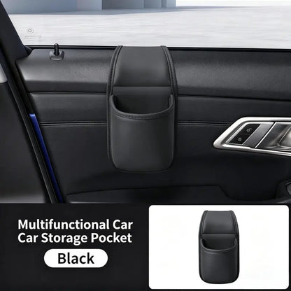 Leather Car Door Storage Pocket | Double-Layer Car Door Organizer