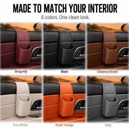 Leather Car Door Storage Pocket | Double-Layer Car Door Organizer