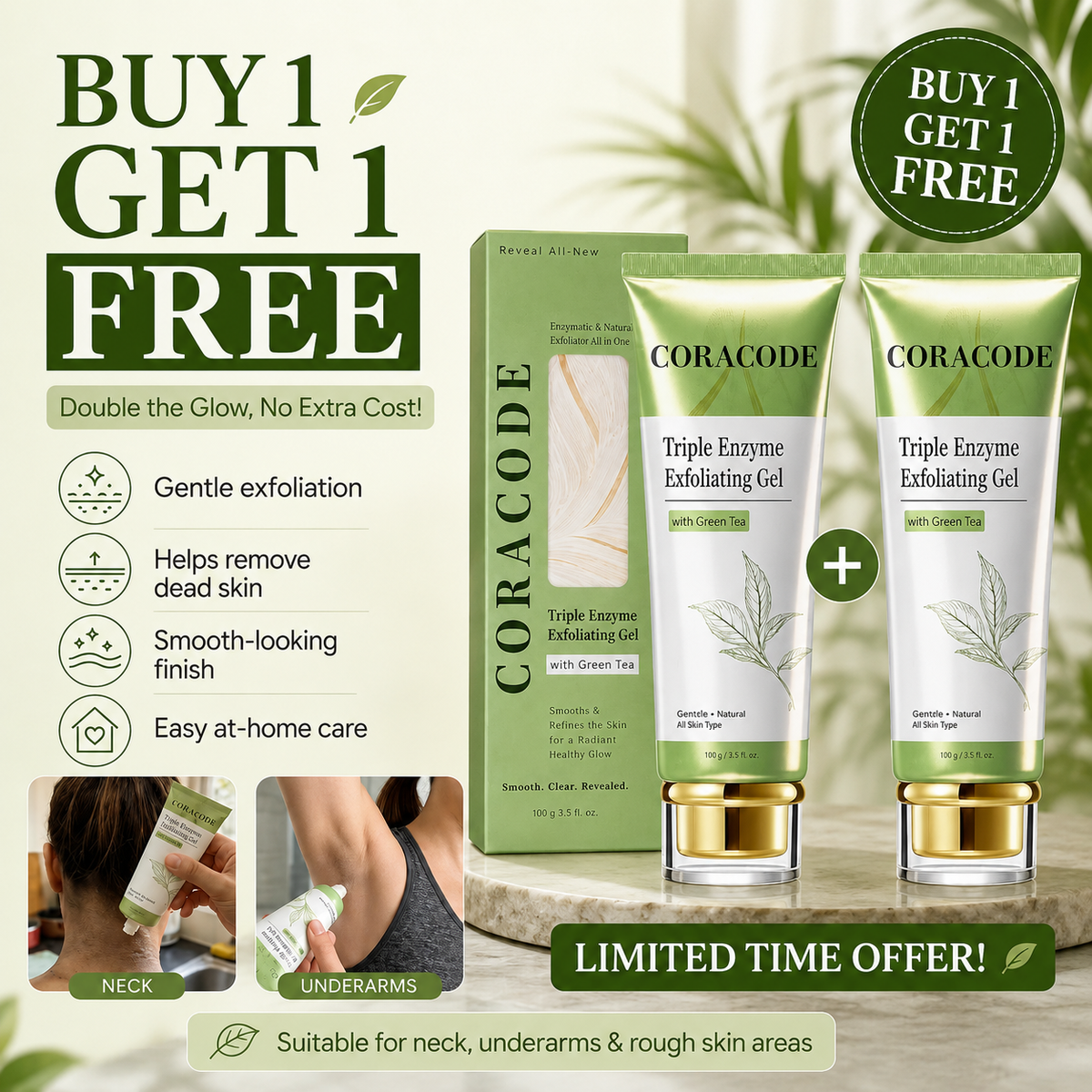 🌿 Triple Enzyme Green Tea Aqua Peel Gel for Gentle Exfoliation