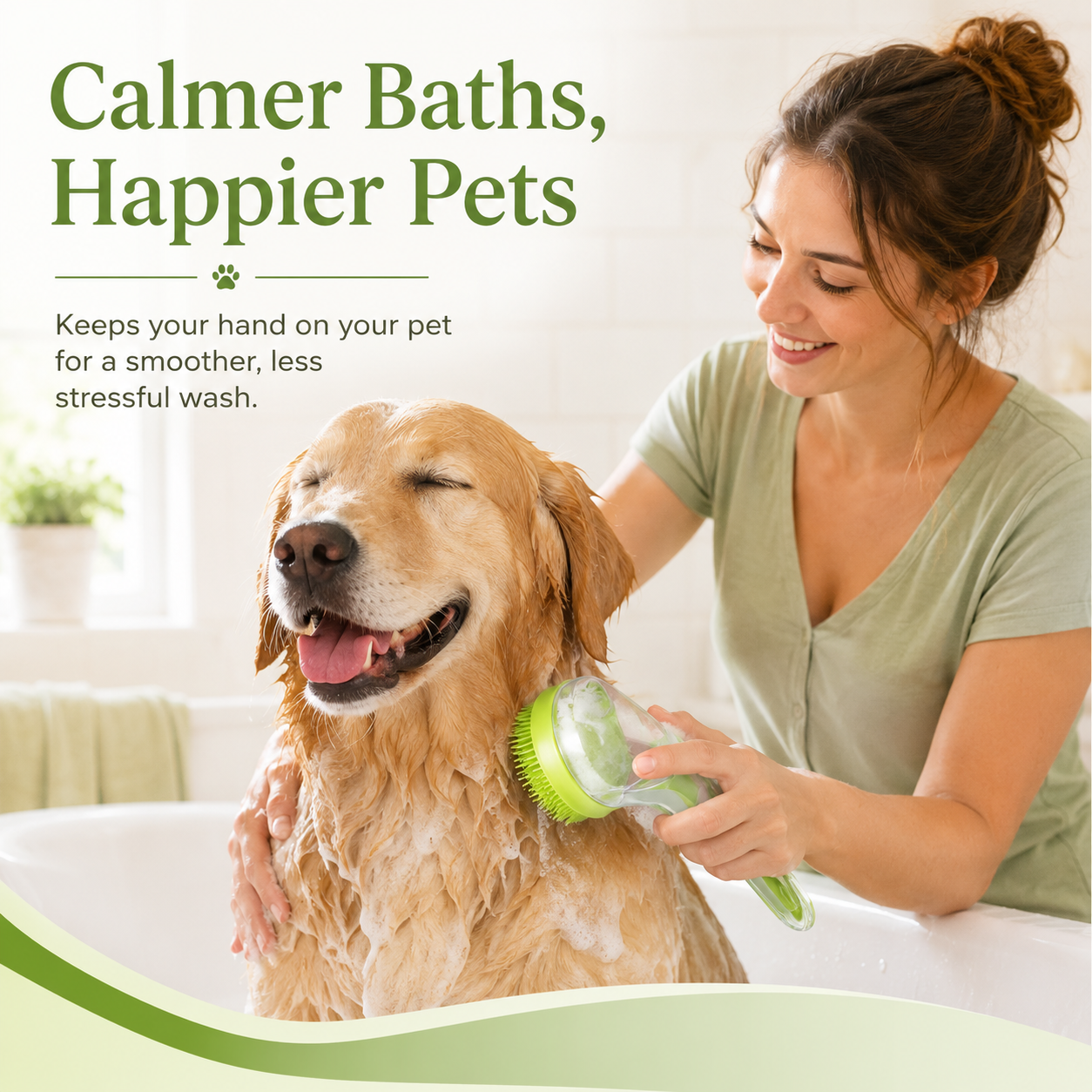 🐶2-in-1 Press-to-Dispense Dog Bath & Grooming Brush — Helps Pets Love Bath Time🐾