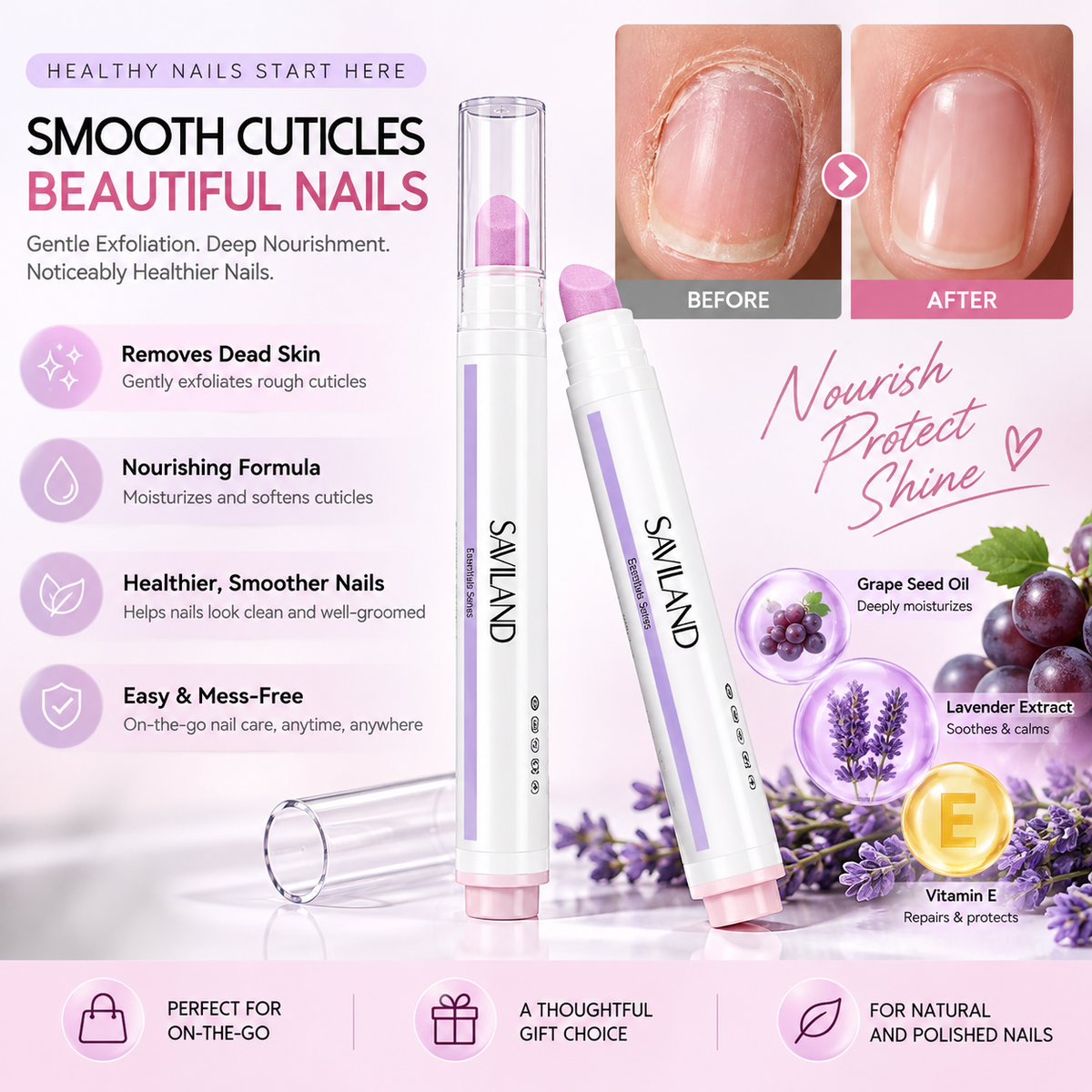 💅2-in-1 Cuticle Care Pen – 45° Ceramic Tip + Hydrating Oil for All Nail Types