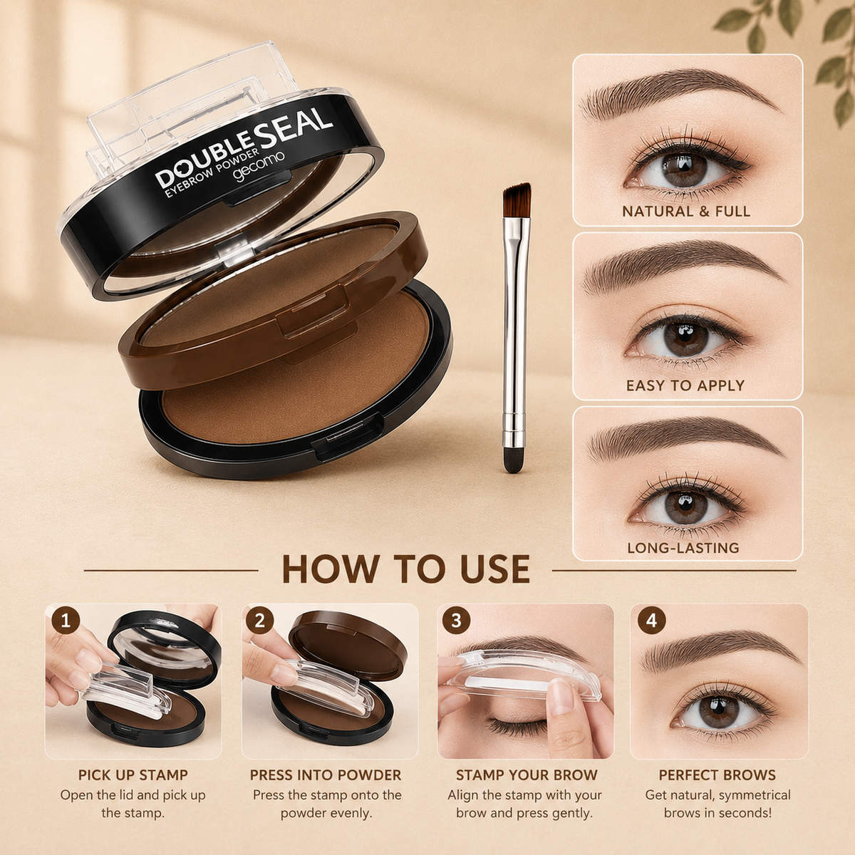 🔥 LAST DAY: BUY 1 GET 1 FREE 🌸 2-Color Waterproof Brow Stamp Kit for Quick, Natural-Looking Brows