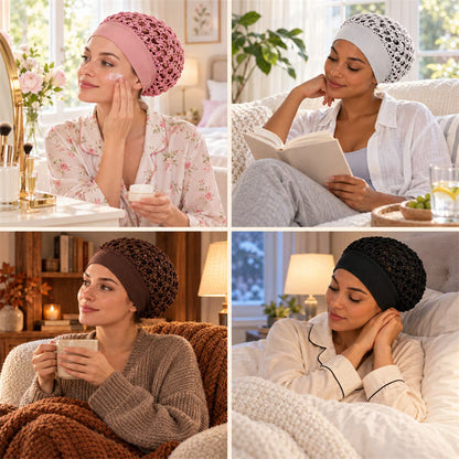 💖 LAST DAY 50% OFF! 🌙 3-Piece Ultra-Soft Wide-Band Sleep Bonnet Set