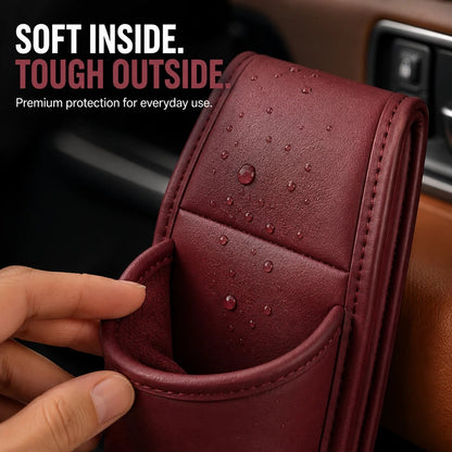Leather Car Door Storage Pocket | Double-Layer Car Door Organizer
