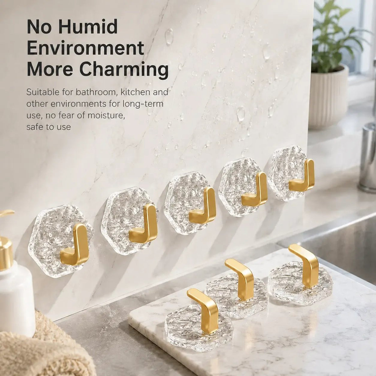 Heavy-Duty Plastic Self-Adhesive Hexagonal Ripple Hooks