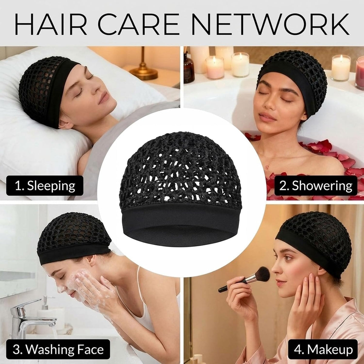 💖 LAST DAY 50% OFF! 🌙 3-Piece Ultra-Soft Wide-Band Sleep Bonnet Set