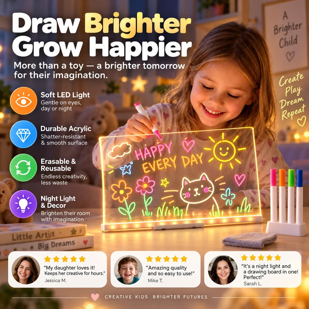 🎨LED Glow Drawing Board ✨ Unleash Your Child’s Imagination | Erasable & Reusable, Perfect Christmas Gift